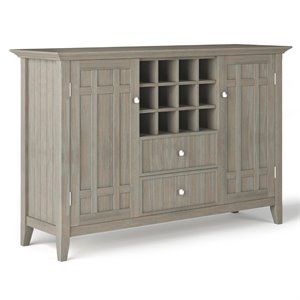 Pemberly Row Wood 54&quot Sideboard Buffet with Wine Rack in Gray