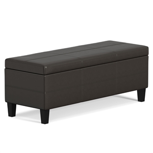 Pemberly Row 48&quot Faux Leather Storage Ottoman Bench in Tanners Brown