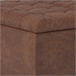 Pemberly Row Vegan Faux Leather Storage Ottoman in Saddle Brown