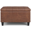 Pemberly Row Vegan Faux Leather Storage Ottoman in Saddle Brown