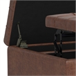 Pemberly Row Vegan Faux Leather Storage Ottoman in Saddle Brown
