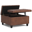 Pemberly Row Vegan Faux Leather Storage Ottoman in Saddle Brown