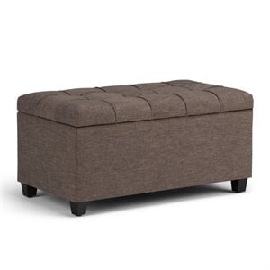 Pemberly Row 34&quot Transitional Rectangle Ottoman Bench in Fawn Brown