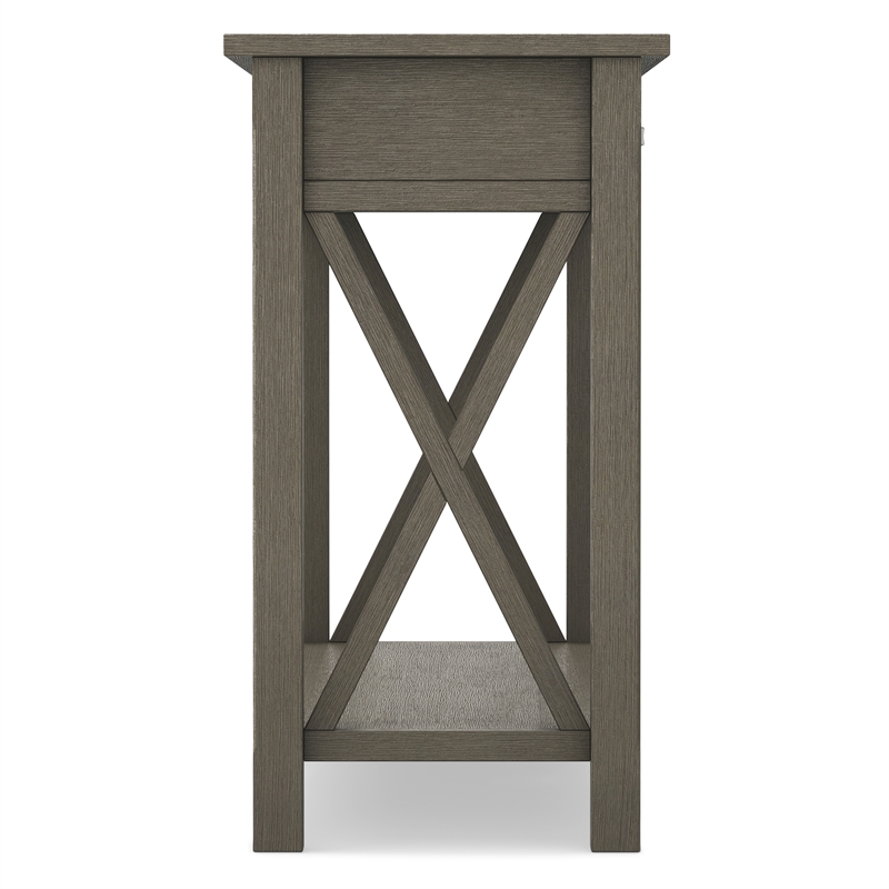 Pemberly Row Solid Wood Transitional Console Table in Farmhouse Gray