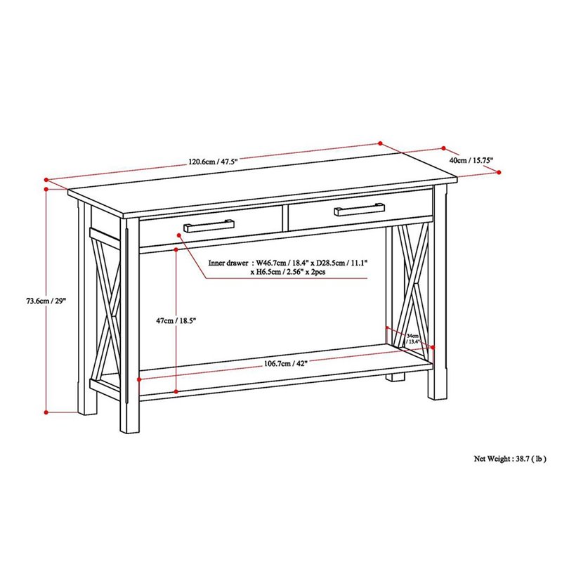 Pemberly Row Solid Wood Transitional Console Table in Farmhouse Gray