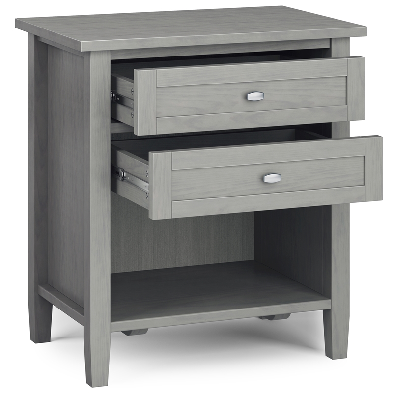 Pemberly Row Transitional Solid Wood Bedside Table in Fog Gray