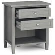 Pemberly Row Transitional Solid Wood Bedside Table in Fog Gray
