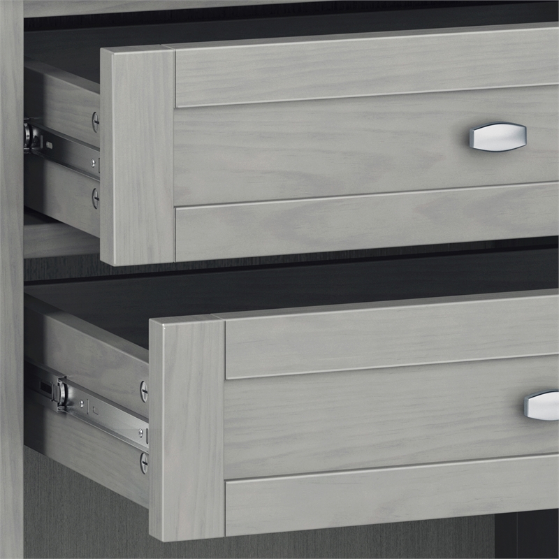 Pemberly Row Transitional Solid Wood Bedside Table in Fog Gray