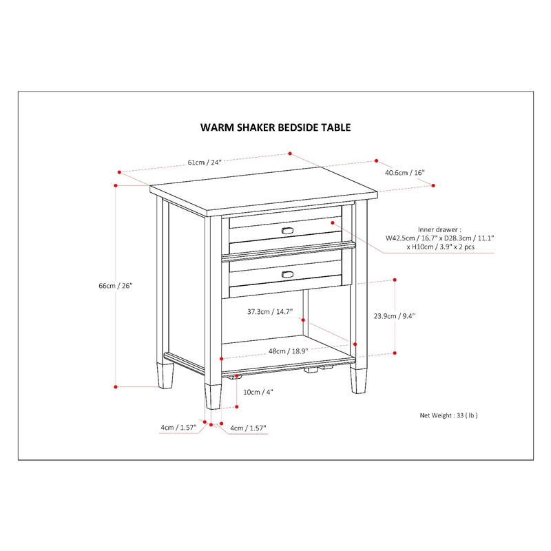 Pemberly Row Transitional Solid Wood Bedside Table in Fog Gray