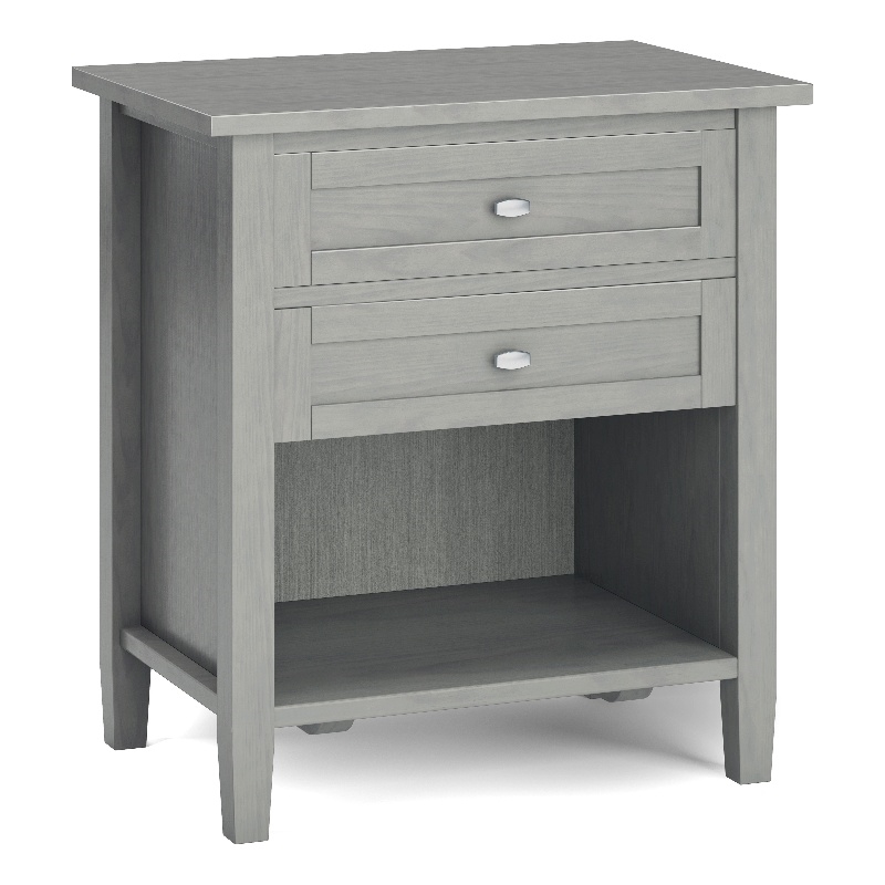 Pemberly Row Transitional Solid Wood Bedside Table in Fog Gray