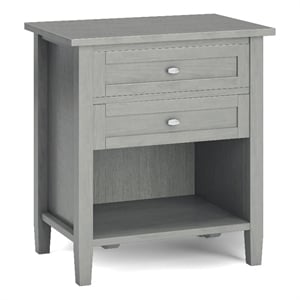 Pemberly Row Transitional Solid Wood Bedside Table in Fog Gray