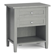 Pemberly Row Transitional Solid Wood Bedside Table in Fog Gray