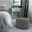 Pemberly Row Boho Round Pouf Ottoman Seat in Gray Velvet Fabric