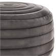 Pemberly Row Boho Round Pouf Ottoman Seat in Gray Velvet Fabric