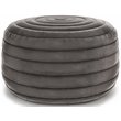 Pemberly Row Boho Round Pouf Ottoman Seat in Gray Velvet Fabric