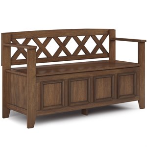 Pemberly Row 48&quot Solid Wood Entryway Bench in Rustic Natural Aged Brown