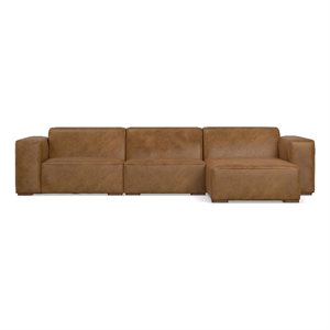 Pemberly Row Right-Facing Modular Sectional Sofa in Caramel Leather