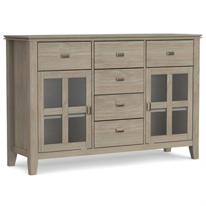 Pemberly Row 60&quot Wide Solid Wood Sideboard Buffet in Distressed Gray