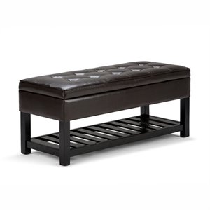 Pemberly Row 44&quot Transitional Rectangle Ottoman Bench in Tanners Brown