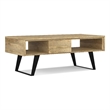 Pemberly Row Solid Wood and Metal Coffee Table in Natural and Black