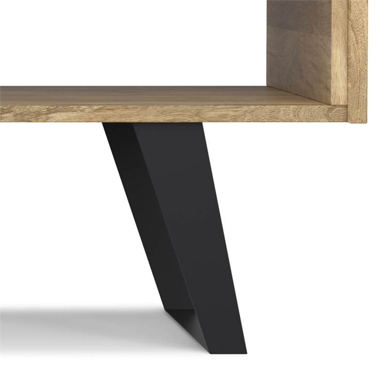 Pemberly Row Solid Wood and Metal Coffee Table in Natural and Black