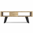 Pemberly Row Solid Wood and Metal Coffee Table in Natural and Black