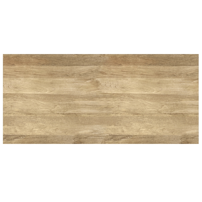 Pemberly Row Solid Wood and Metal Coffee Table in Natural and Black