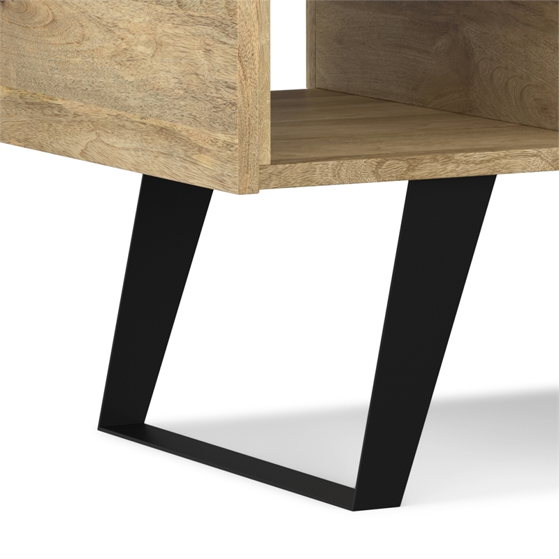 Pemberly Row Solid Wood and Metal Coffee Table in Natural and Black