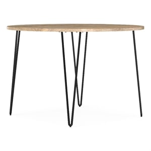 Pemberly Row Solid Wood 45&quot Round Industrial Dining Table in Natural