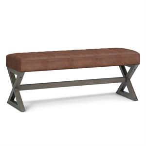 Pemberly Row 48&quot Contemporary Ottoman Bench in Distressed Saddle Brown