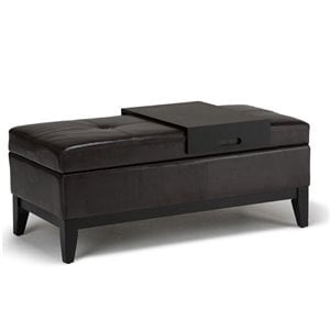 Pemberly Row 42&quot Rectangle Storage Ottoman Bench in Tanners Brown
