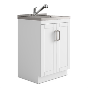 Pemberly Row Transitional 24&quot Laundry Cabinet with Faucet and Sink