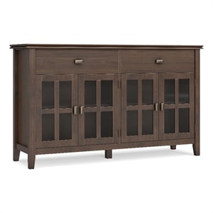 Pemberly Row Solid Wood 60&quot 4 Door Sideboard Buffet in Natural Aged Brown