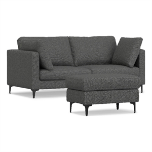 Pemberly Row 76&quot Sofa and Ottoman Set in Pebble Gray Performance Fabric