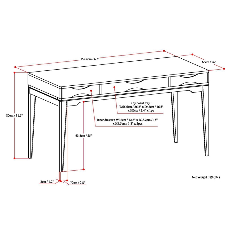 Pemberly Row Solid Hardwood 60