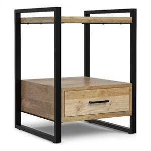 Pemberly Row Solid Mango Wood 22&quot Modern TV Media Stand in Natural