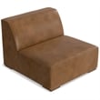 Pemberly Row Center Armless Sofa Module in Caramel Brown Leather