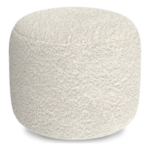 Pemberly Row 18&quot Wide Contemporary Pouf in White Boucle Fabric