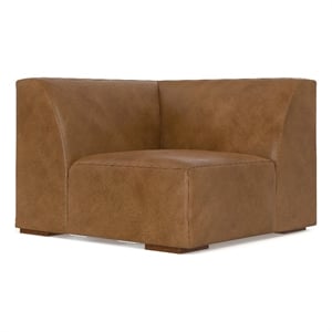 Pemberly Row Corner Sofa Module in Caramel Brown Genuine Leather