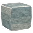 Pemberly Row Boho Square Cube Pouf Ottoman in Blue Melange Cotton