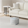 Pemberly Row Boho Square Cube Pouf Ottoman in Blue Melange Cotton