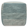 Pemberly Row Boho Square Cube Pouf Ottoman in Blue Melange Cotton