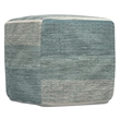 Pemberly Row Boho Square Cube Pouf Ottoman in Blue Melange Cotton