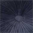 Pemberly Row Boho Round Pouf Ottoman Seat in Navy Velvet Fabric