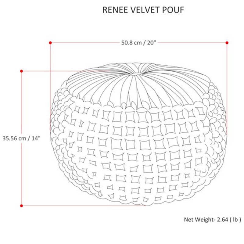 Pemberly Row Boho Round Pouf Ottoman Seat in Navy Velvet Fabric