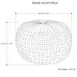 Pemberly Row Boho Round Pouf Ottoman Seat in Navy Velvet Fabric