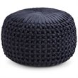 Pemberly Row Boho Round Pouf Ottoman Seat in Navy Velvet Fabric