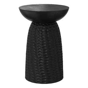 Pemberly Row 16&quot Solid Mango Contemporary Tall Accent Table in Black