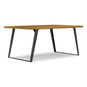 Pemberly Row 66&quot Rectangle Modern Industrial Dining Table in Oak Veneer