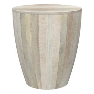 Pemberly Row 21&quot Wide Solid Mango Modern End Table in White Wash